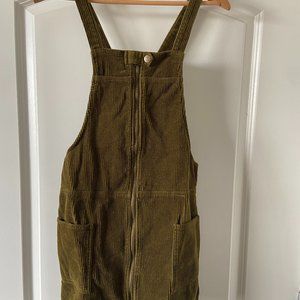 Green Corduroy Overall Dress